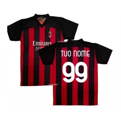 Maglia Milan personalizzata maglietta calcio player version home rosso nera casa